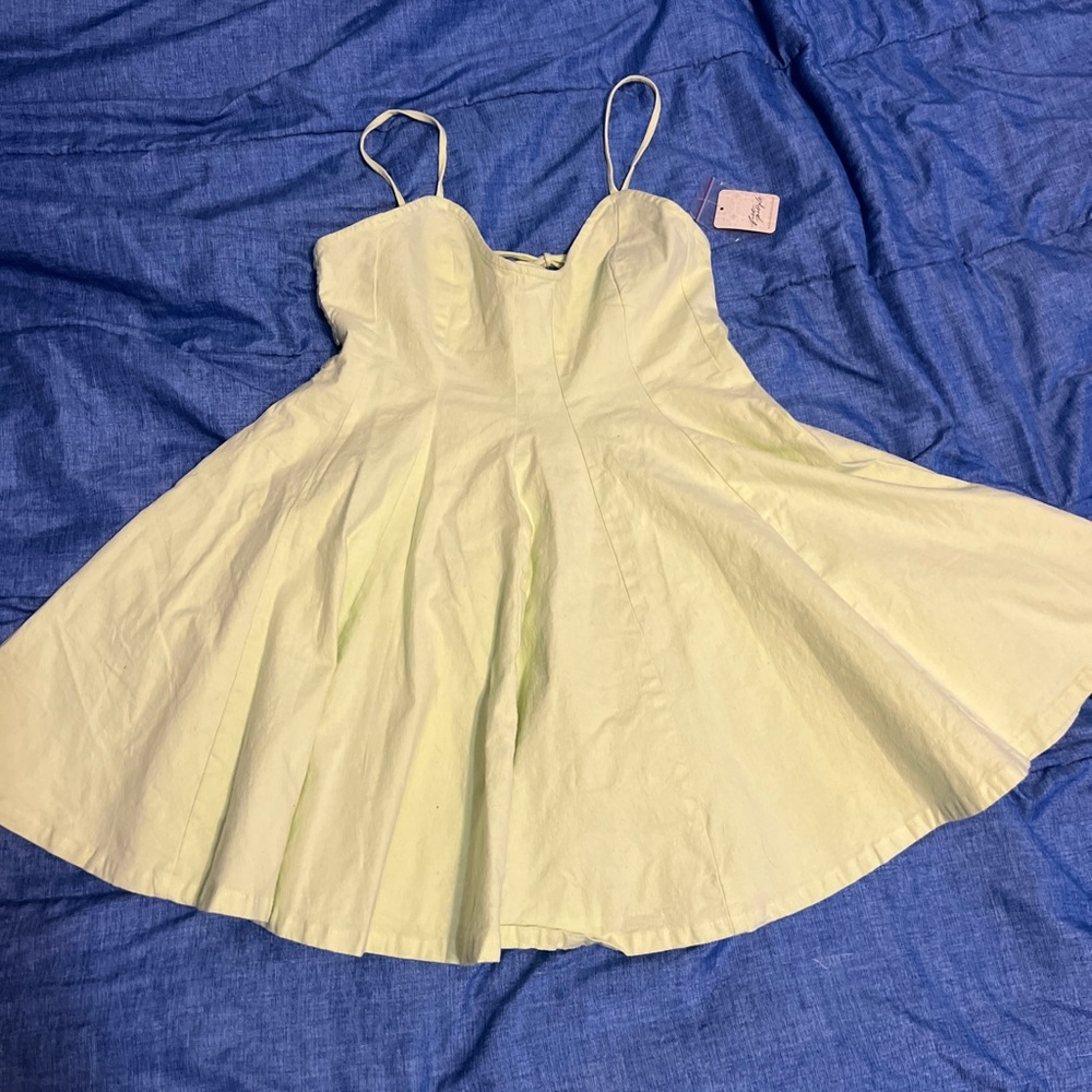 Free People Light Green Spaghetti Strap Fit-and-Flare Dress